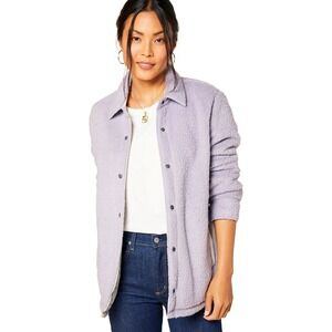 OUTERKNOWN XS Skyline Easy Shirt Sherpa Fleece Lilac Sands Teddy Bear Snap Front